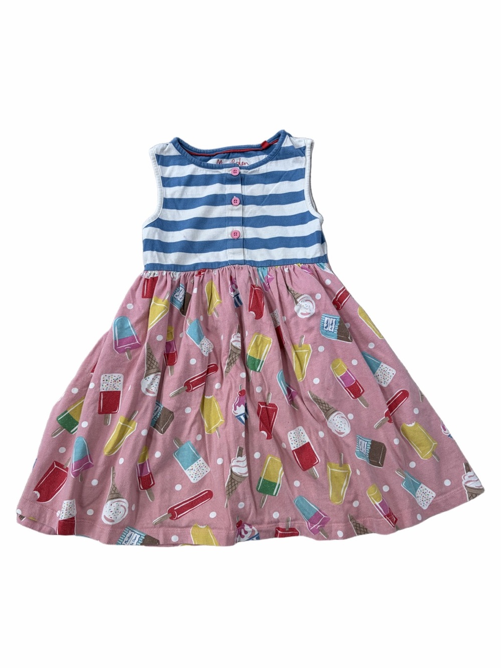 Mini Boden Size 6-7 Sweet Treats Ice Cream Popsicle Striped Tank Summer Dress